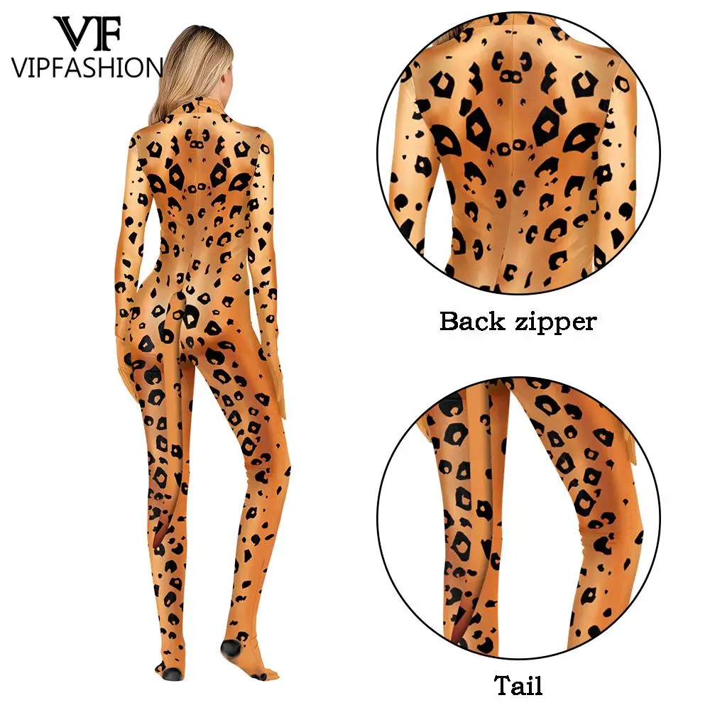Костюм для косплея из спандекса модный Забавный костюм VIP с 3D леопардовым принтом