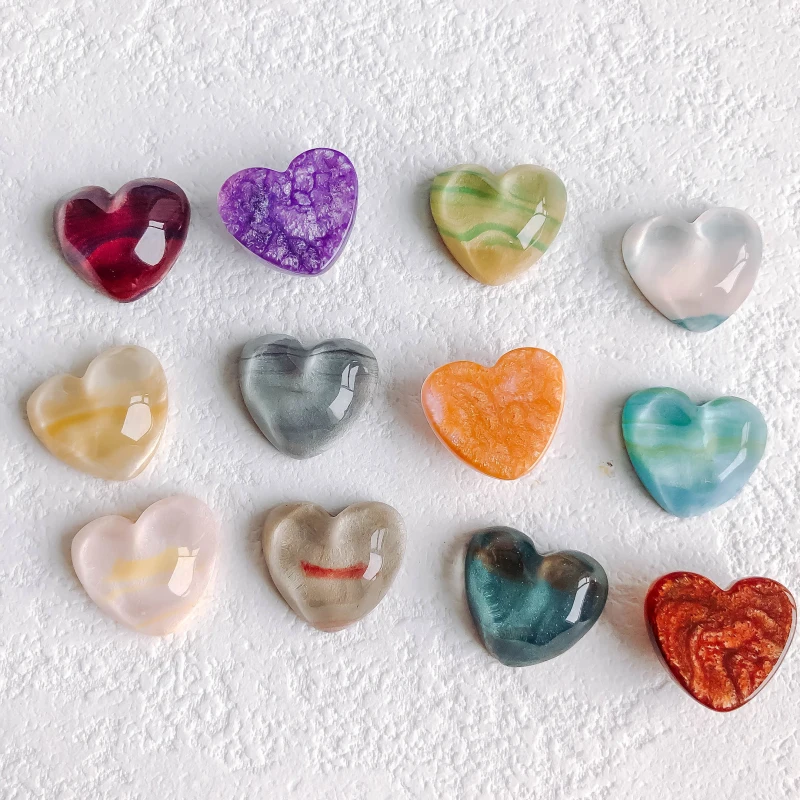 Resin Plastic Flat Back Heart Shape Clear Spacer Pendant Earring Charms Accessories Jewelry Component Diy Handmade 10pcs - купить по