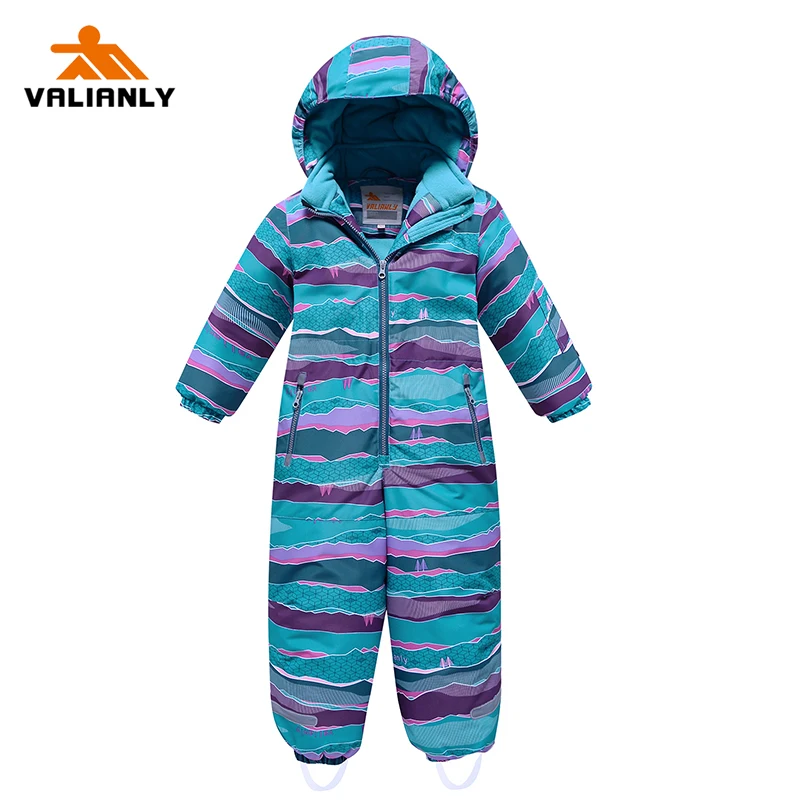 

VALIANLY Winter Girls Jumpsuit Kids Ski Suit One-piece Children Snowsuit Waterproof Windproof Snowboarding Sets Girls Clothes