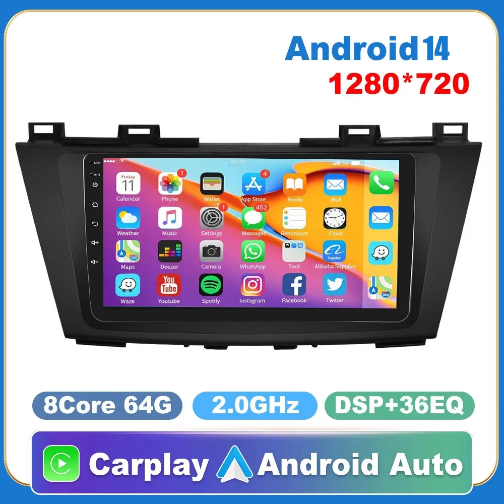 9 &quotAndroid 14 автомобильный радиоприемник мультимедийный стерео видеоплеер для Mazda 5