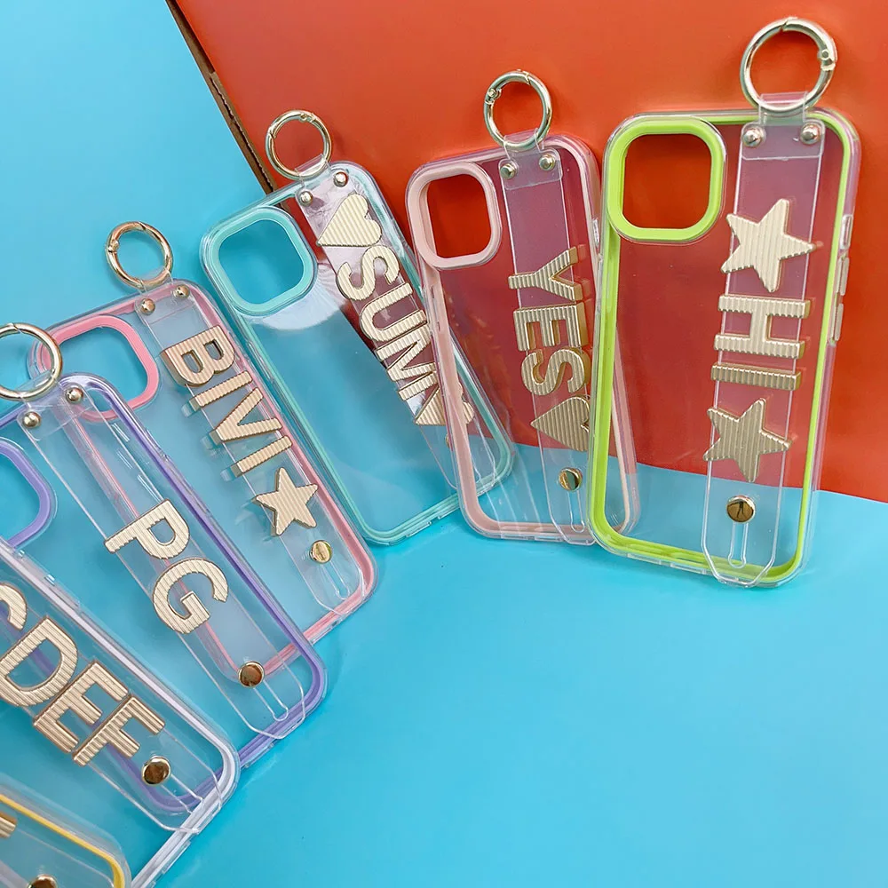 

Holder Personalized Customized Letter Charm Name With Charm Phone Case For iPhone 14pro max 11 12 13Pro Max 14Pro Cover