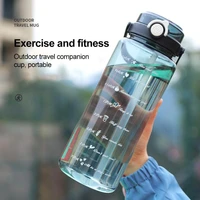 2l large capacity water bottle straw cupwith cute stickers plastic water cup time scale frosted outdoor sports student cup