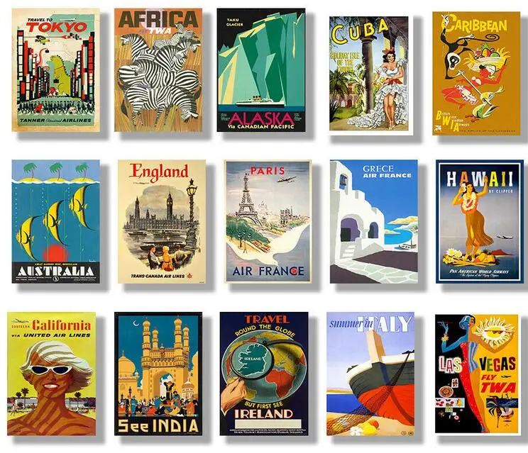 31 стиль на выбор, винтажный постер для путешествий, художественный холст, постер для украшения гостиной, домашняя Настенная картина