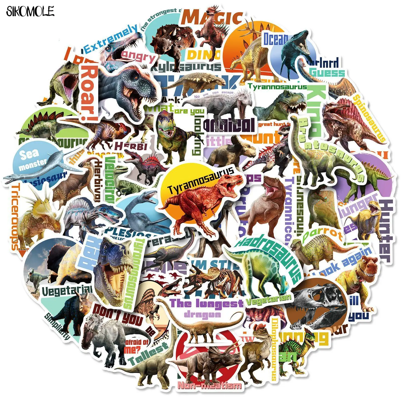 10/30/50/100PCS Dinosaur Animal Stickers Jurassic Anime DIY Toy Laptop Guitar Luggage Bike Skateboard Decals Graffiti Sticker F5