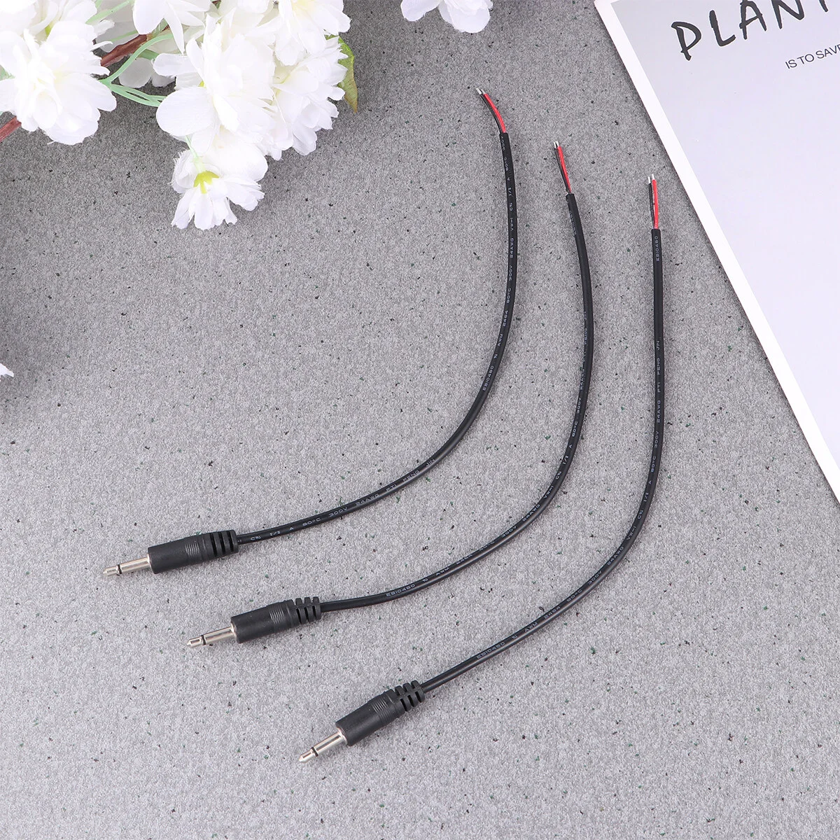 

10pcs 35mm Audio Cable Open End Male Plug to Bare Wire Mono Jack Connector Audio Cable for Headphone Microphone Speaker Black