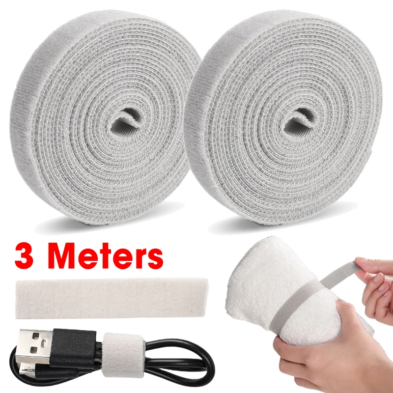 Купи 3 Meters Cable Ties Nylon Cord Wrapper Home Office Wires Loop Tape Earphone Cord Organizer Wrap Lock Self-adhesive Cable Ties за 131 рублей в магазине AliExpress