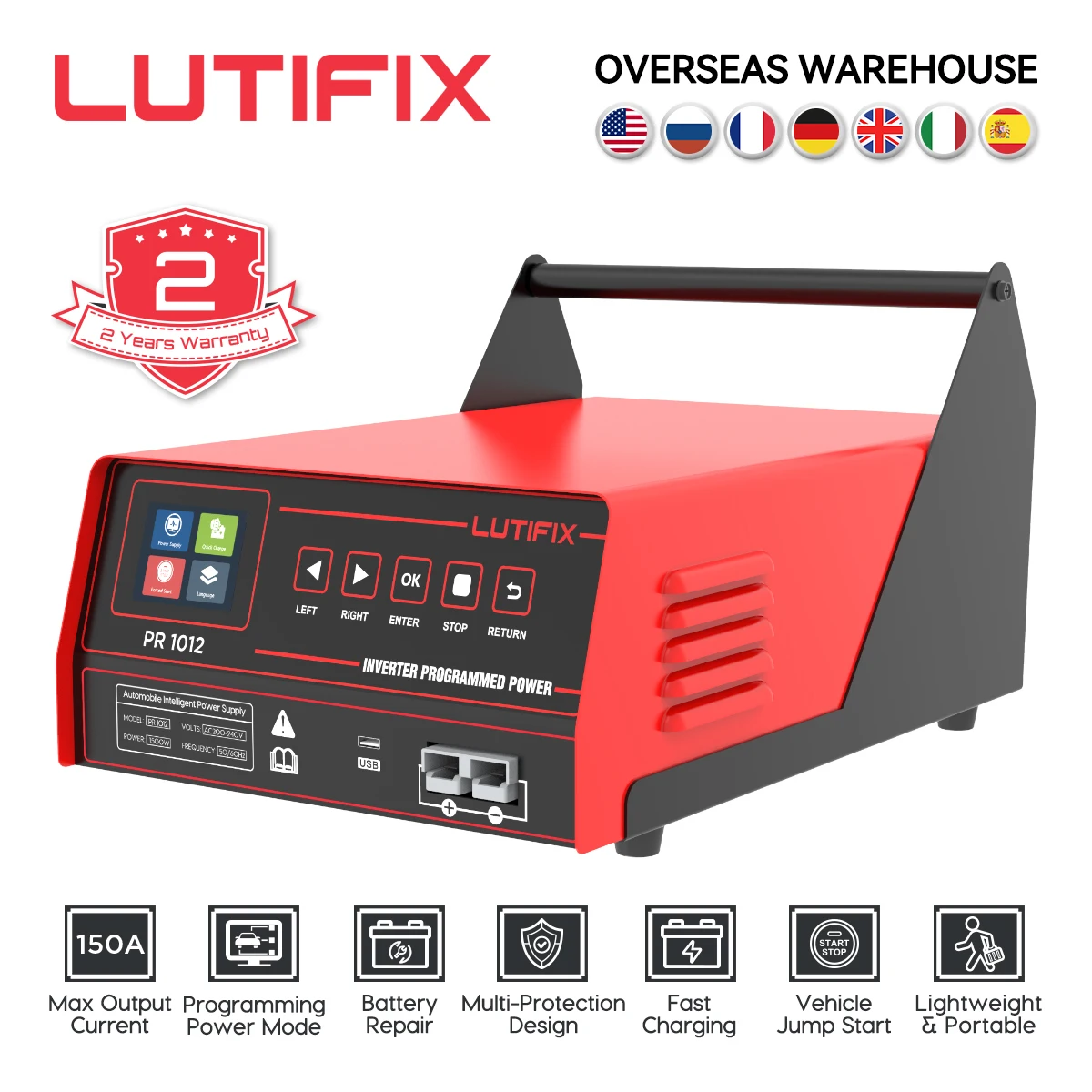 

LUTIFIX PR1012 150A Car Battery Voltage Stabilizer ECU Programming Power Regulator Car Battery Charging 400A Emergency Start