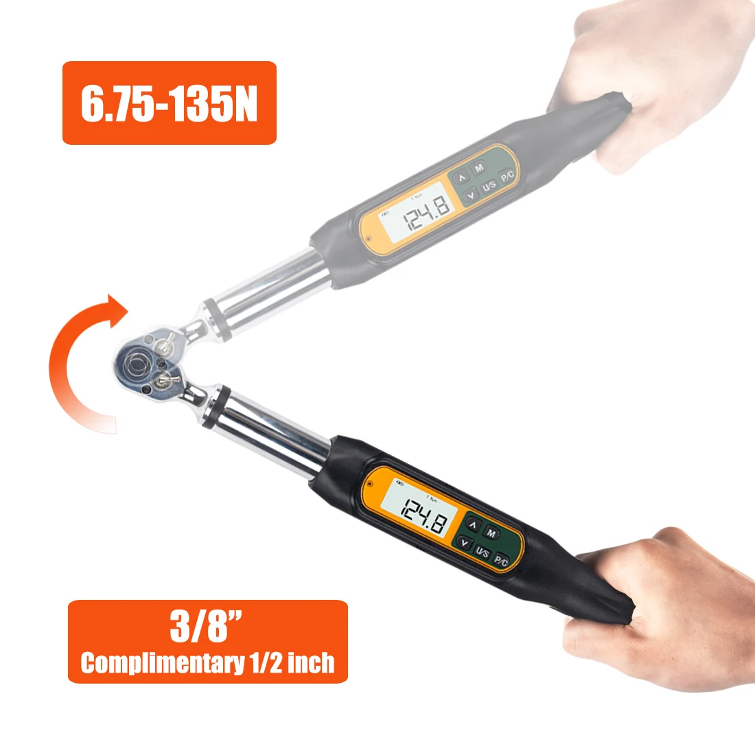 1/2 3/8 дюйма 135 Нм цифровой динамометрический ключ большой экран обновленный