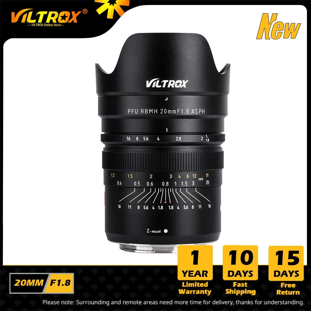 VILTROX 20 мм f1.8 E Z Полнокадровый широкоугольный объектив с фиксированным фокусным