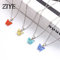fashion pendant butterfly necklace for women acrylic butterflies handmade charm chain necklace party girl accessory jewelry gift