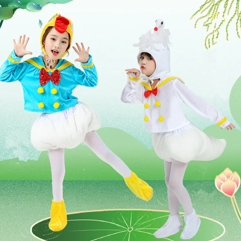 Cute Duck And Goose Costume For Children Game Cosplay Animal Clothing Halloween Suits Kindergarten Dance Clothes