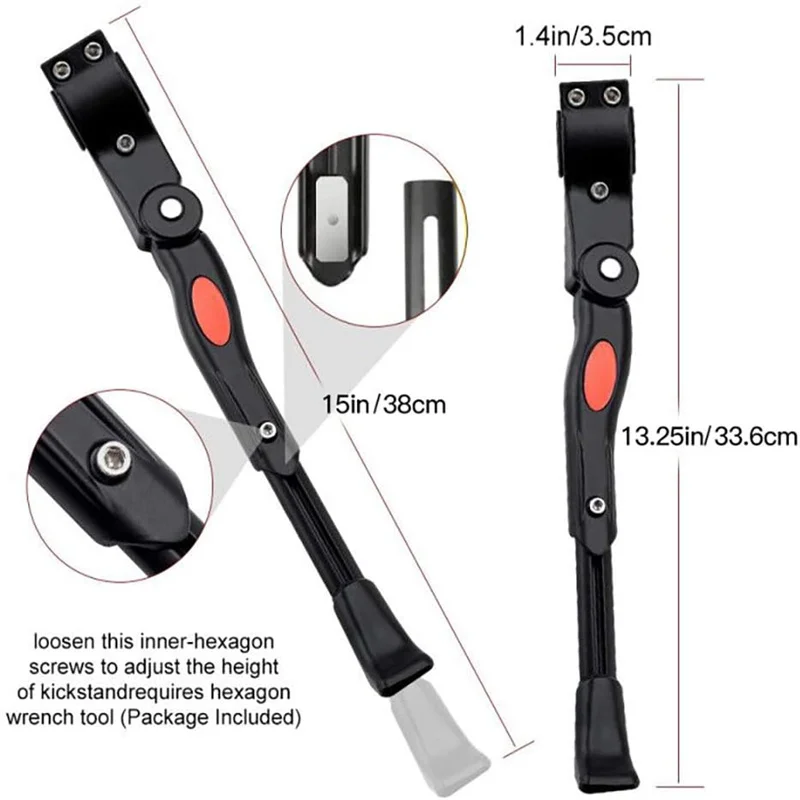 Регулируемая подставка для велосипеда алюминиевая задняя боковая 22-27 дюймов