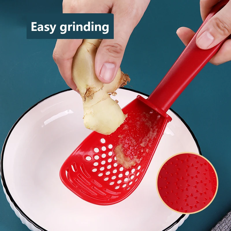 

1Pc Multifunctional Filter Colander Household Grinding Spoon Ginger Garlic Press Plastic Egg White Separator Kitchen Accessories