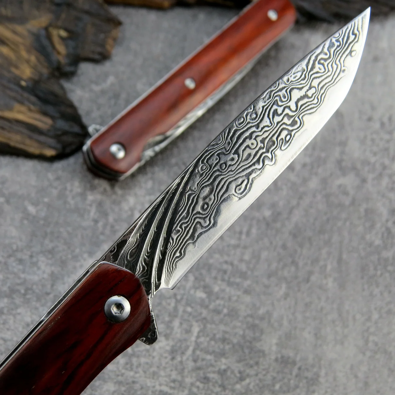 Складной нож siтрудоen ST229 лезвие из дамасской стали VG10 карманный с деревянной