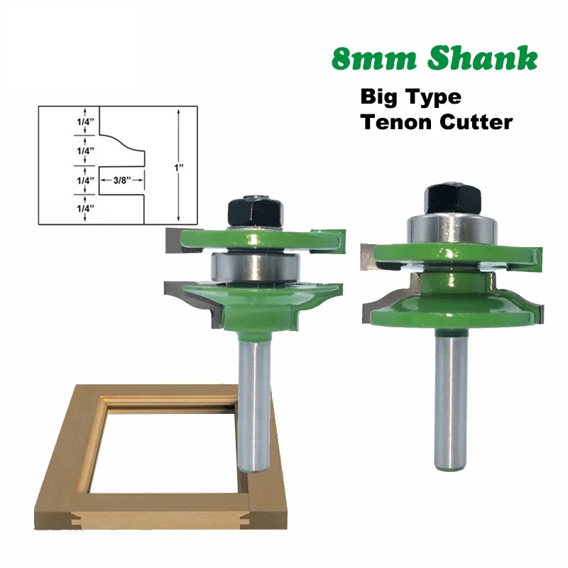 

2pcs 8mm Large Stile & Rail Set-Ogee Bit Set Tenon Cutter for Wood Tungsten Carbide Woodworking Milling Cutters