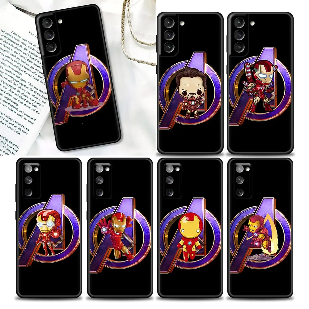 

Phone Case for Samsung Galaxy S22 S7 S8 S9 S10e S21 S20 Fe Plus Ultra 5G Soft Silicone Case Cover Cartoon Iron Man Marvel