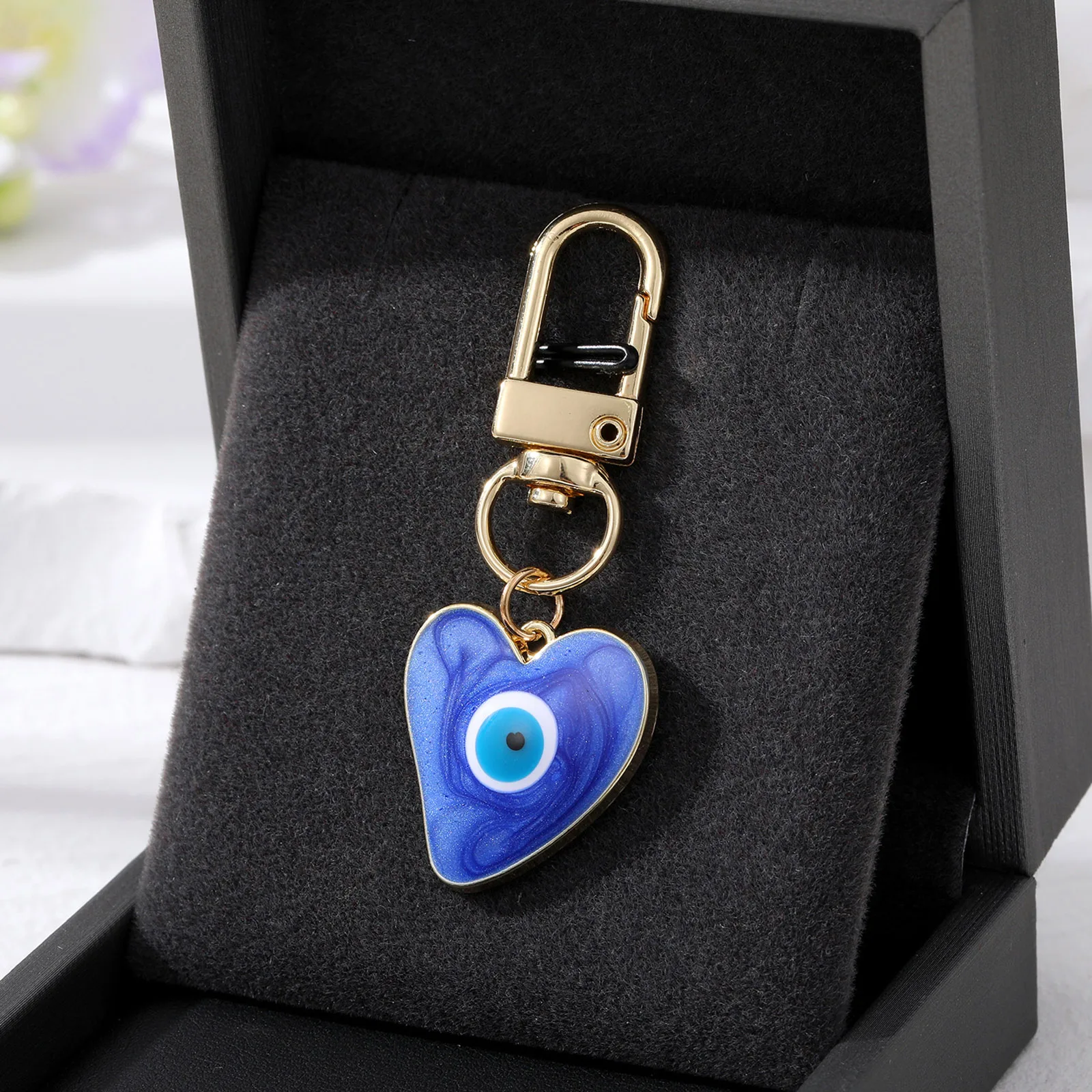 Fashion Keychain Turkish Heart Evil Eye Enamel Pendant Keychains Blue Eye Keyring School Bag Car Key Jewelry Accessories ,1Piece images - 6