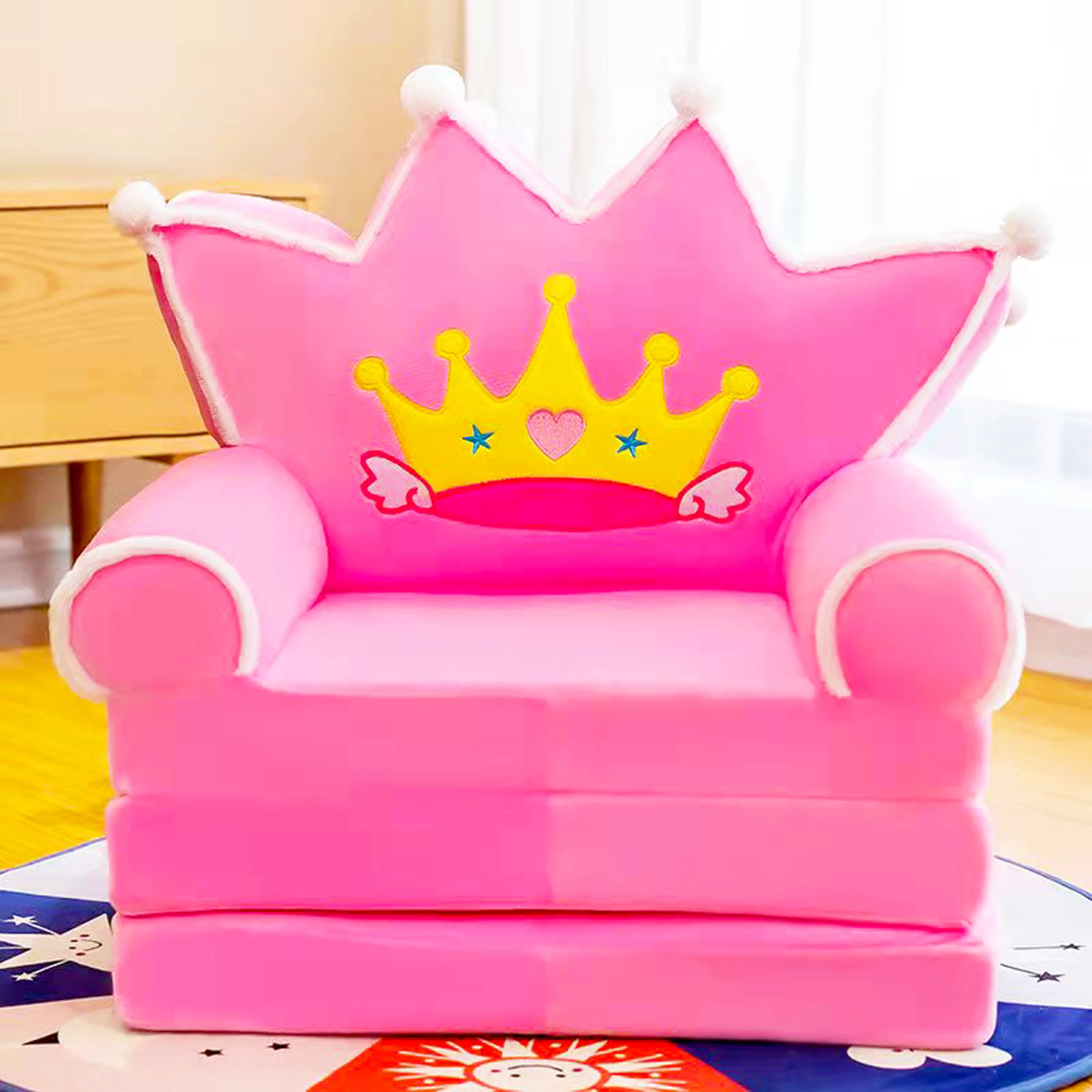 Three layers of folding Kids Sofa Lazy Sofa Softtoy Suitable for Children/Adults/Pets Cute Animal/ Cartoon Crown Design