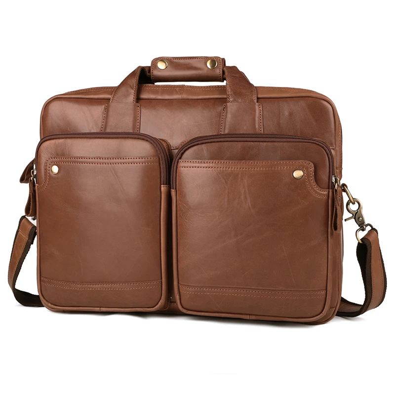 

New Highend Vintage A4 Brown Black Genuine Leather Executive Men Briefcase Messenger Bag 15.6'' Laptop Portfolio Handbag M9914