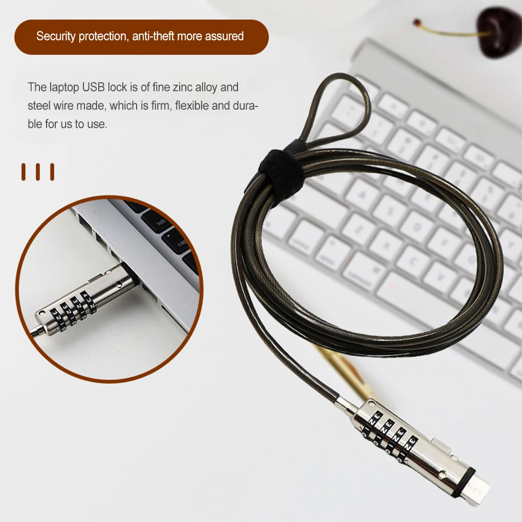 

Цинковый сплав ноутбук компьютер USB кодовый замок портативный стальной провод водонепроницаемый универсальный гибкие замки аксессуары