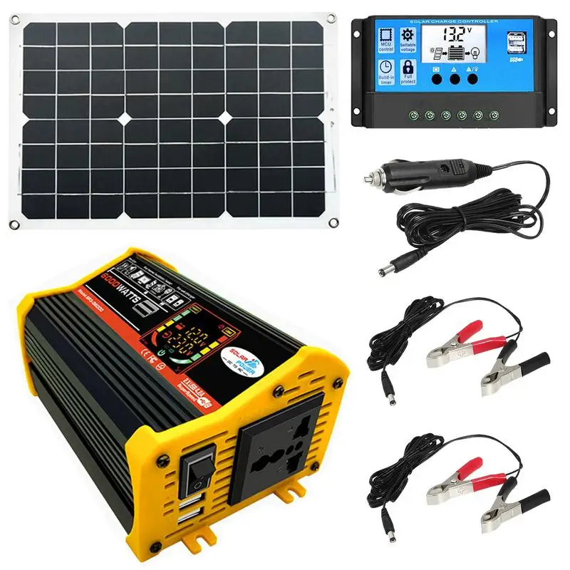 

Portable Power Station Solar Power System With 6000W Power Inverter And Panels 6000W Power Inverter Car Inverter With Dual USB