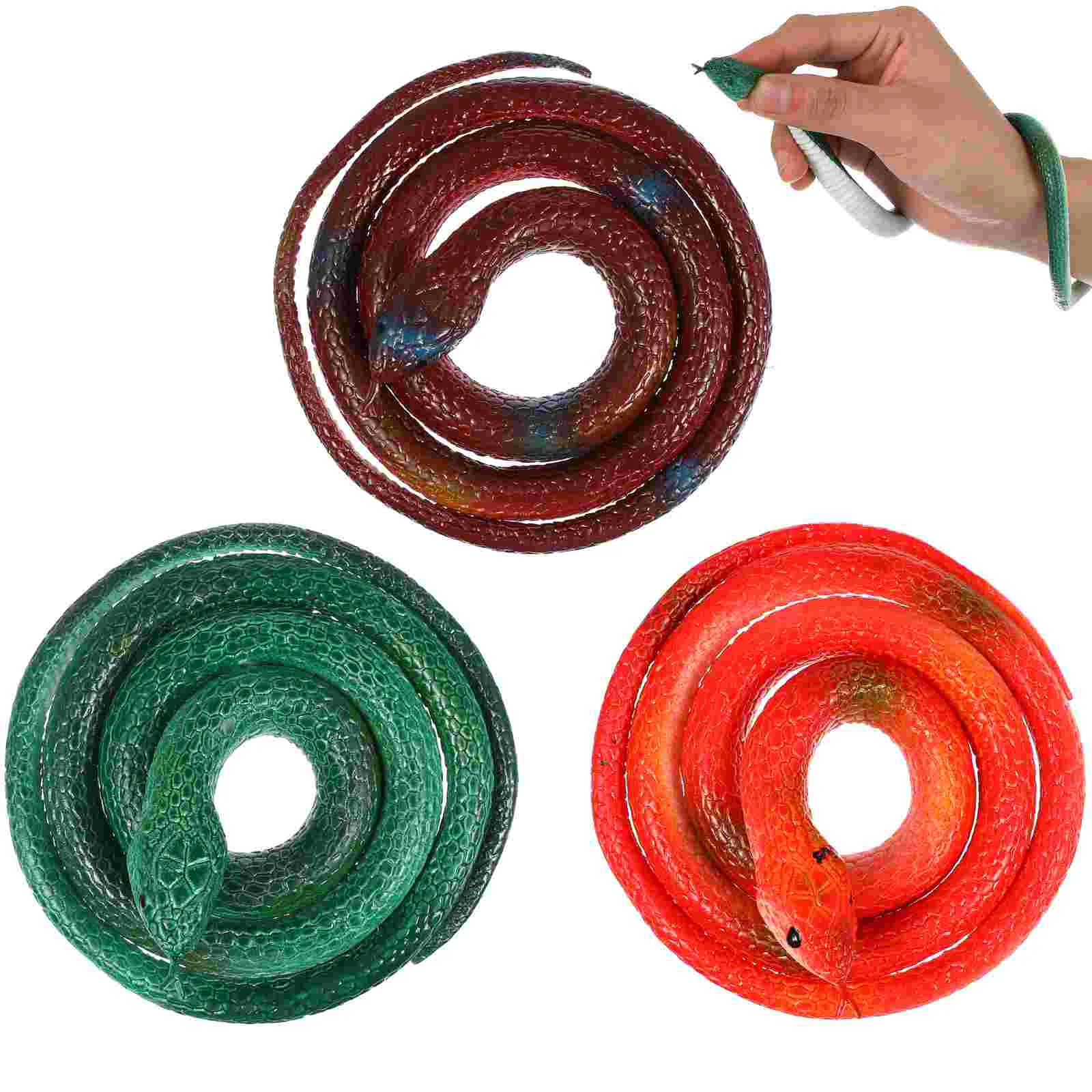 

6pcs 75cm Rubber Snakes Artificial Simulated Prank Toy Animal Shape Kids Bulk Toys (Random Style)