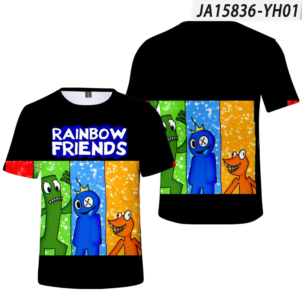 

Футболка с 3D-принтом радуги для мужчин и женщин, смешная рубашка с коротким рукавом для мальчиков и девочек, с рисунком аниме, уличная одежда