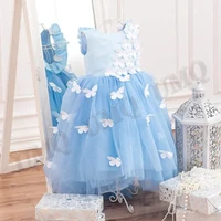 baby blue aline butterfly toddler flower girl dresses birthday costumes wedding photography gown customised drop shipping