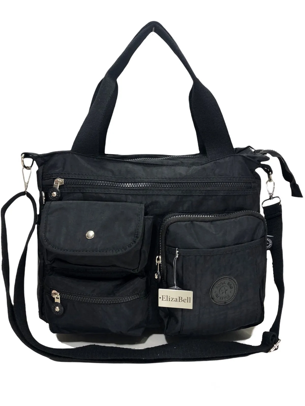

Black women's shoulder bag large multi-eyed kırınkıl fabric size 38 cm25 cm