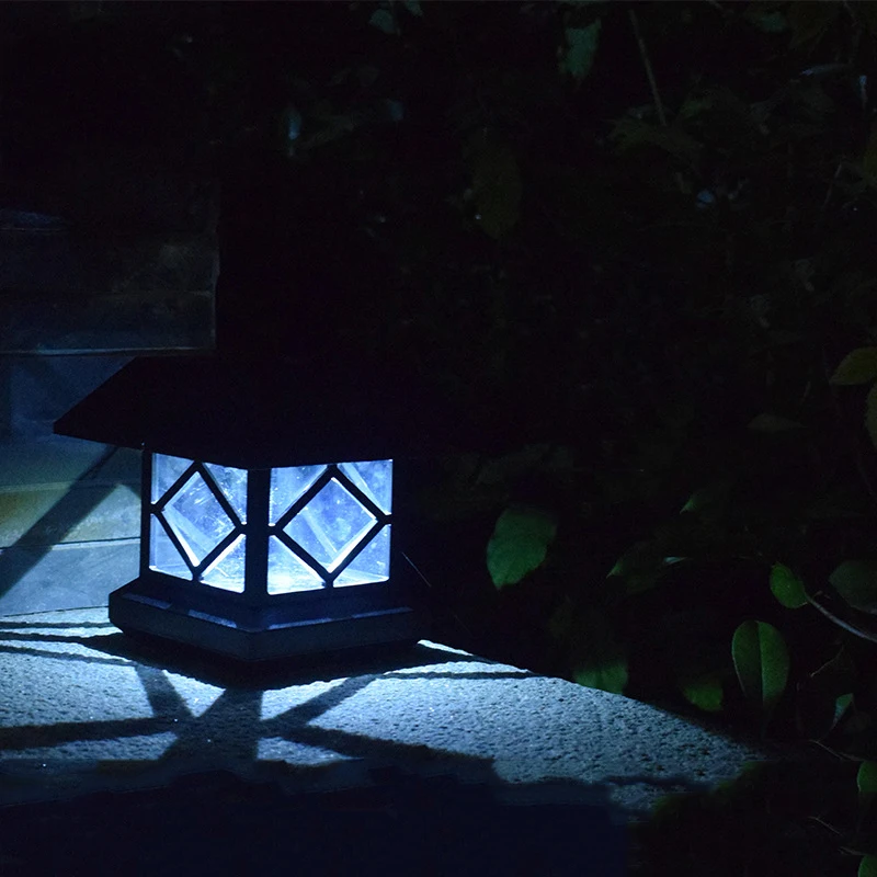 

Солнечный светильник на открытом воздухе светодиодный Колонка головной светильник Четырехсторонние Водонепроницаемый Сад Двор парк путь ...
