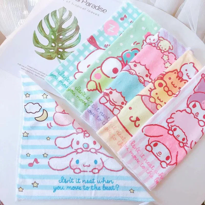 Hello Kitty Kuromi Children's Cartoon Portable Hand Wipe Small Square Towel Kitchen Dish Towel