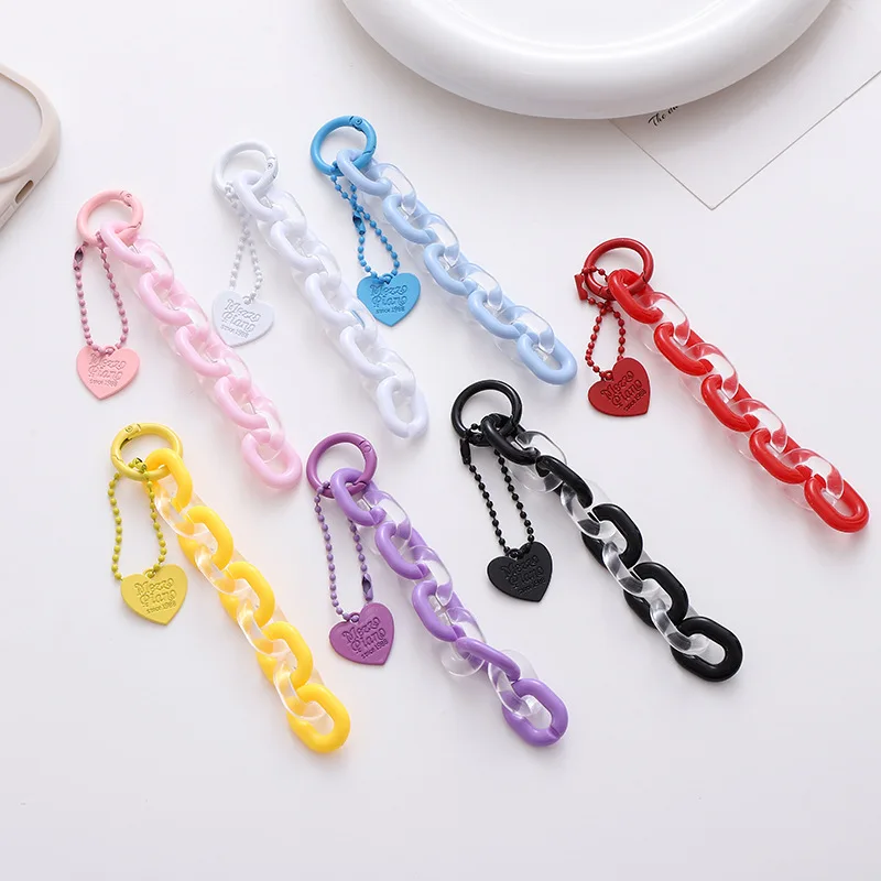 

Colorful Jelly Acrylic Chain Pendant Ins Summer Love Airpods Protective Sleeve Hanging Car Key Ring