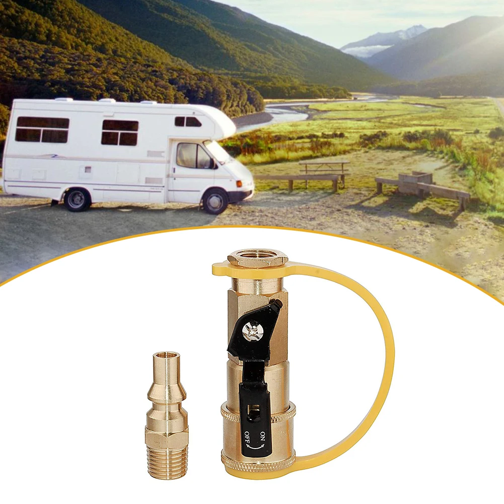 

1/4" RV Propane Quick Connect Fittings for Propane Natural Gas Quick Disconnect Kit Solid Brass Shutoff Valve Full Flow Plug