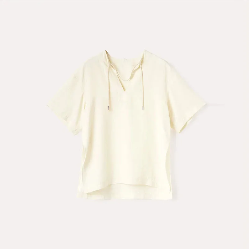 Свободный Повседневный Топ с V-образным вырезом и коротким рукавом + повседневные