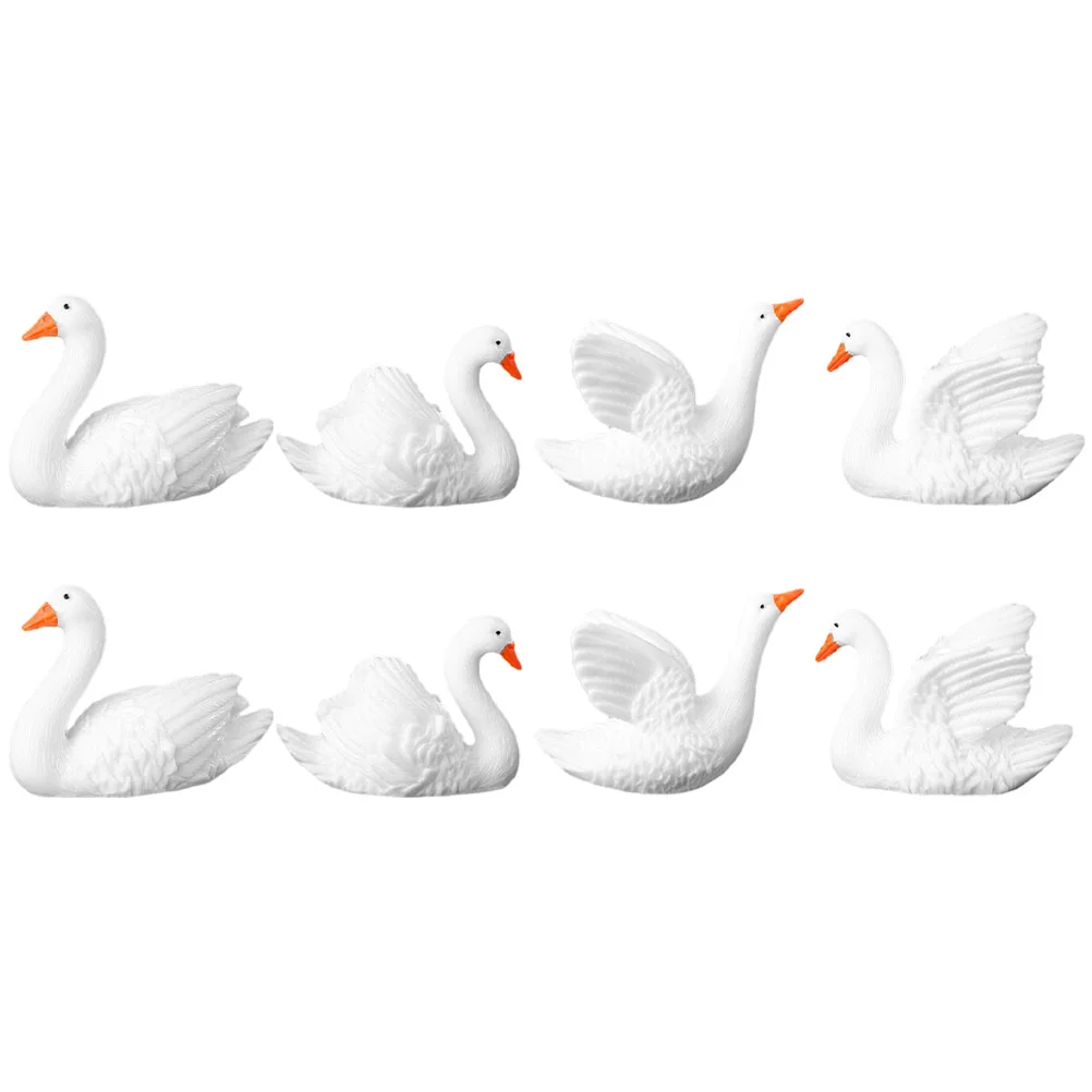 

8 Pcs Duck Goose Miniature Swan Figurine Terrarium Decor Dining Flowerpot Lovely Craft Cake Topper Model Resin Moss Small