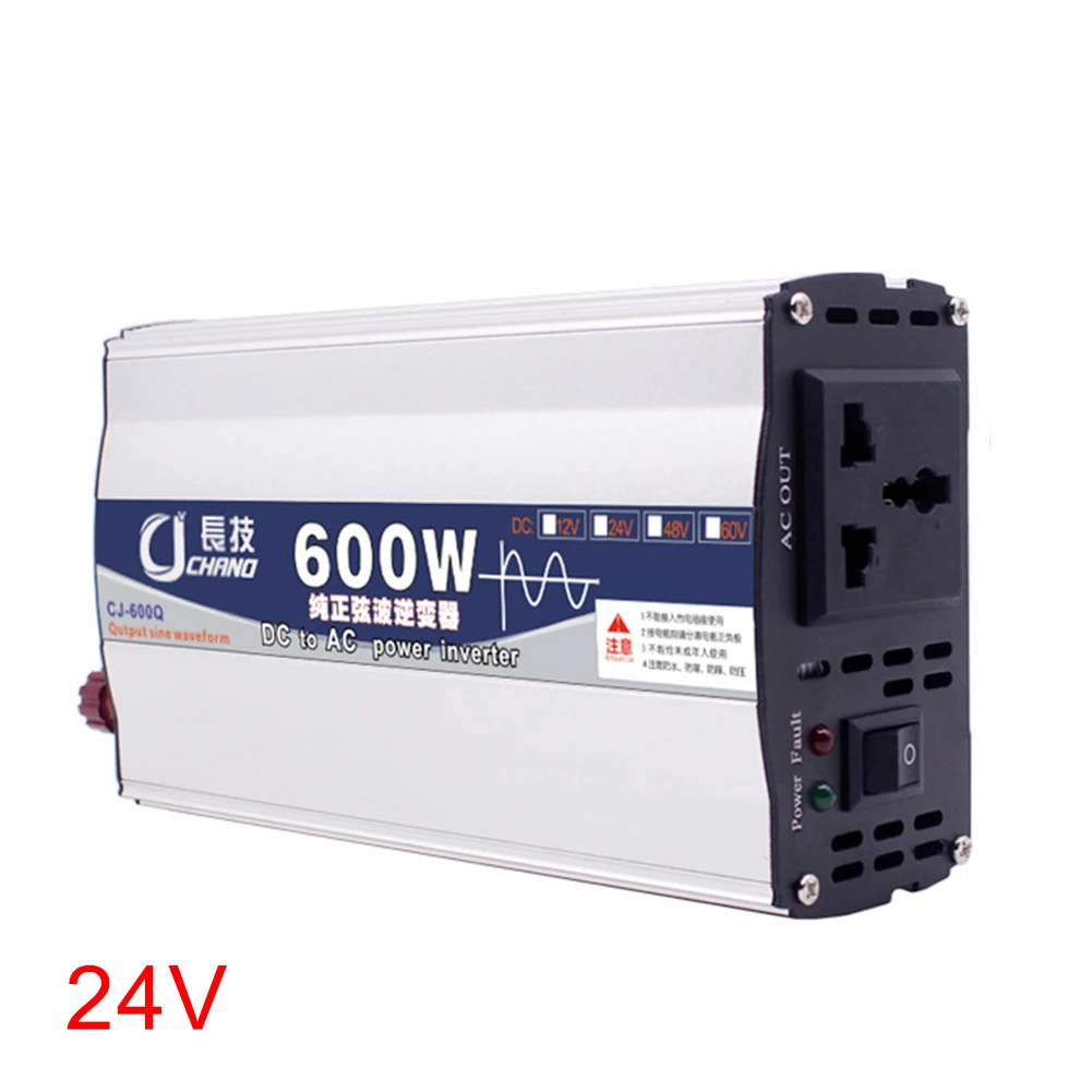 

600W 1000W Pure Sine Wave Car Converter LED Display Adapter Supply Power Inverter 12V 24V To 220V Home Use Surge Protection