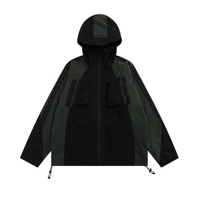 

Куртка в стиле Харадзюку y2k большого размера, винтажная ветровка с капюшоном в стиле хип-хоп для мужчин и женщин, свободная спортивная толстовка, пальто, уличная одежда