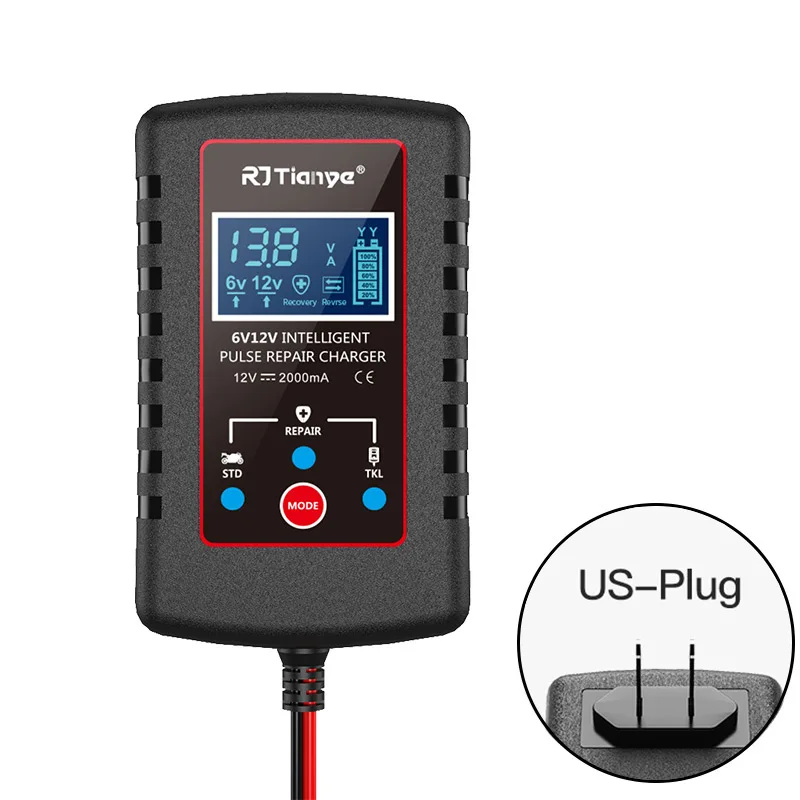 

12V 6V Car Battery Charger 2A Digital Full Automatic Lead Acid Battery Charger Pulse Repair For Motorcycle Kids Toy Car