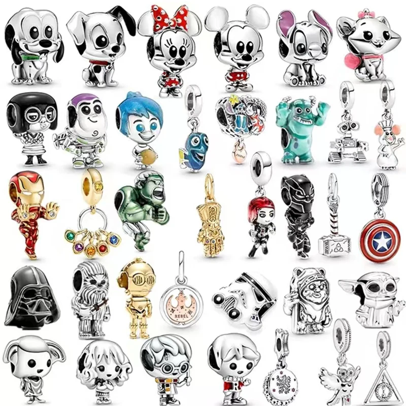 

2022 New Disney 100% Sterling Silver Charm Beads for Original Pandora Bracelets and Bracelets Fashion Jewelry Gifts for Women