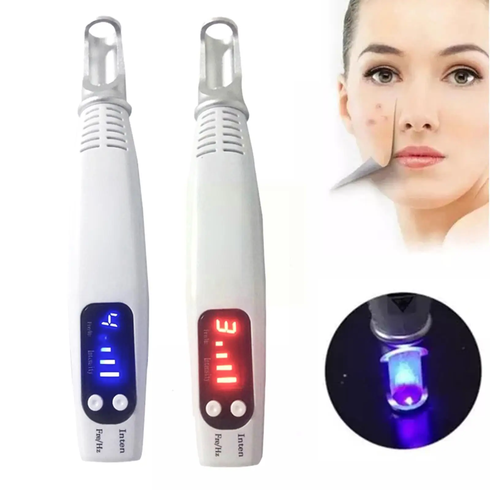 

Professional Laser Picosecond Pen Blue Red Light Therapy Dark Pigment Freckle Remove Mole Acne Removal Pen Tattoo Machine S T7U4