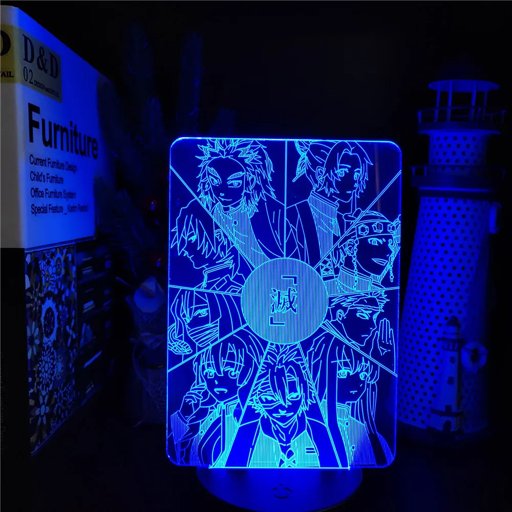 

Anime 3D Night Lights Demon Slayer Giyuu Uzui Tengen Rengoku Kyoujurou Lampara Kimetsu no Yaiba Visual Colorful Cartoon Lighting