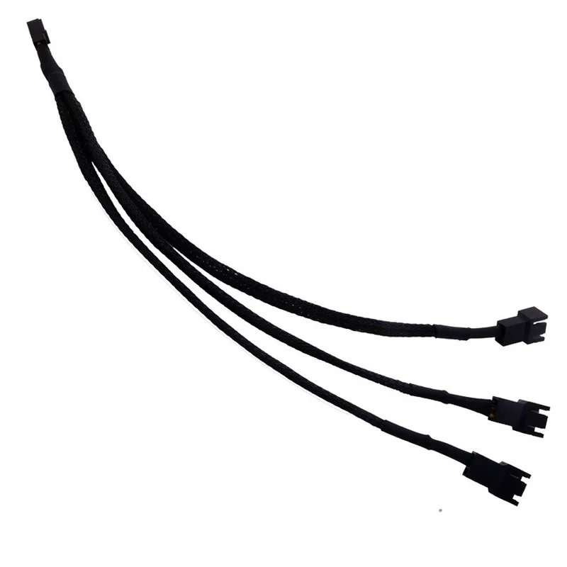 

High Quality 4 Pin PWM Fan Cable 1 To 3 Ways 1PC Splitter Black Sleeved 27cm Length Extension Cable Connector
