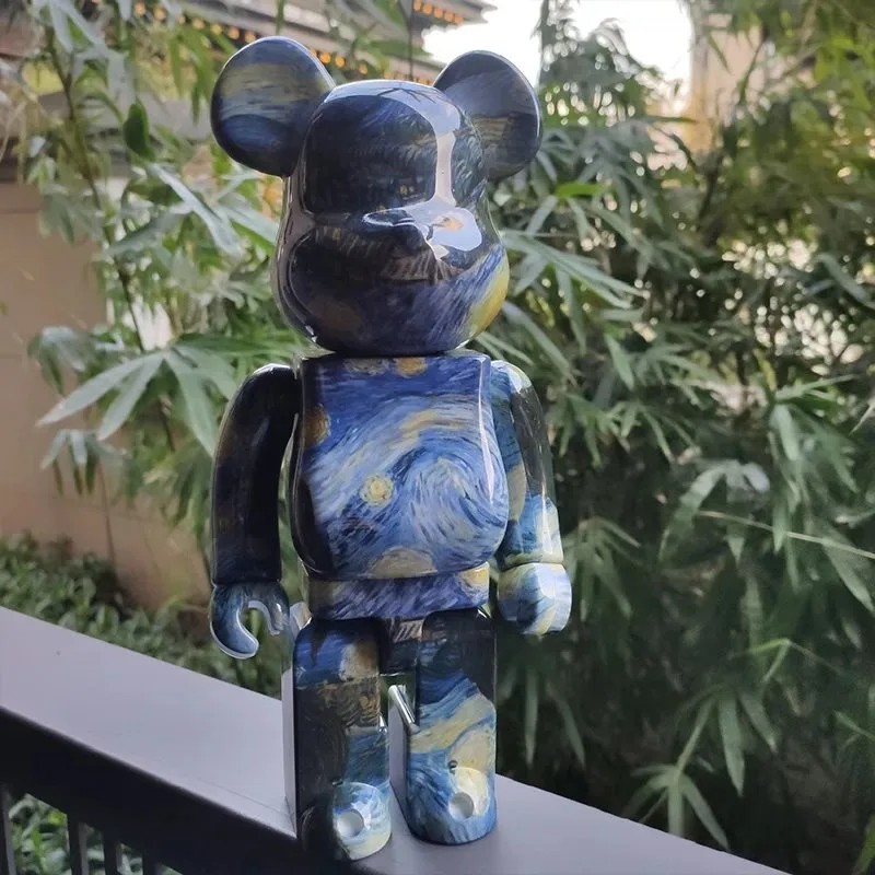 

Bearbrick 400% 28cm Building Block Bear Van Gogh Star Sky Trend Ornament Acrylic Display Toy Doll Oil Painting Pattern Collectio