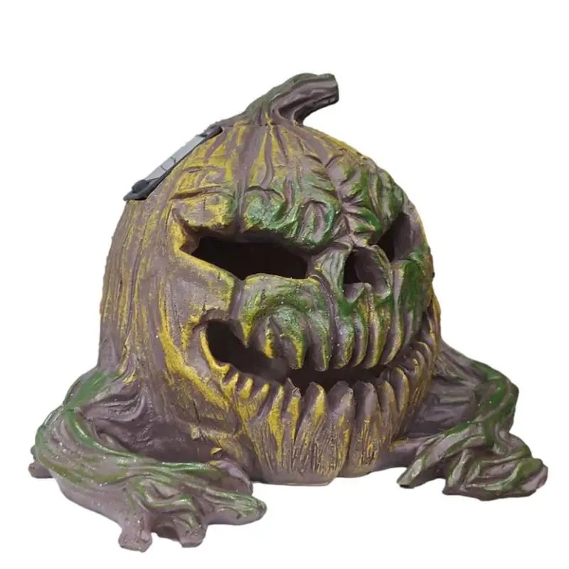 

Halloween Solar Pumpkin Halloween Light Up Pumpkin Solar Devil Glowing Pumpkin Scary Pumpkin Resin Statue Miniatures Supplies