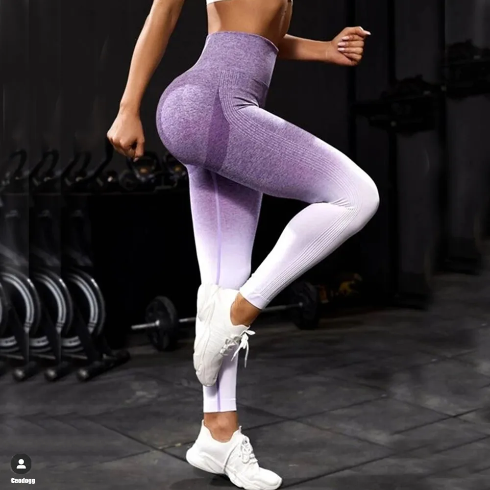 

Seamless Gradient Color Yoga Pants High Waist Lift Hip Sport Fitness Women Running Tights Gym Training Leggings