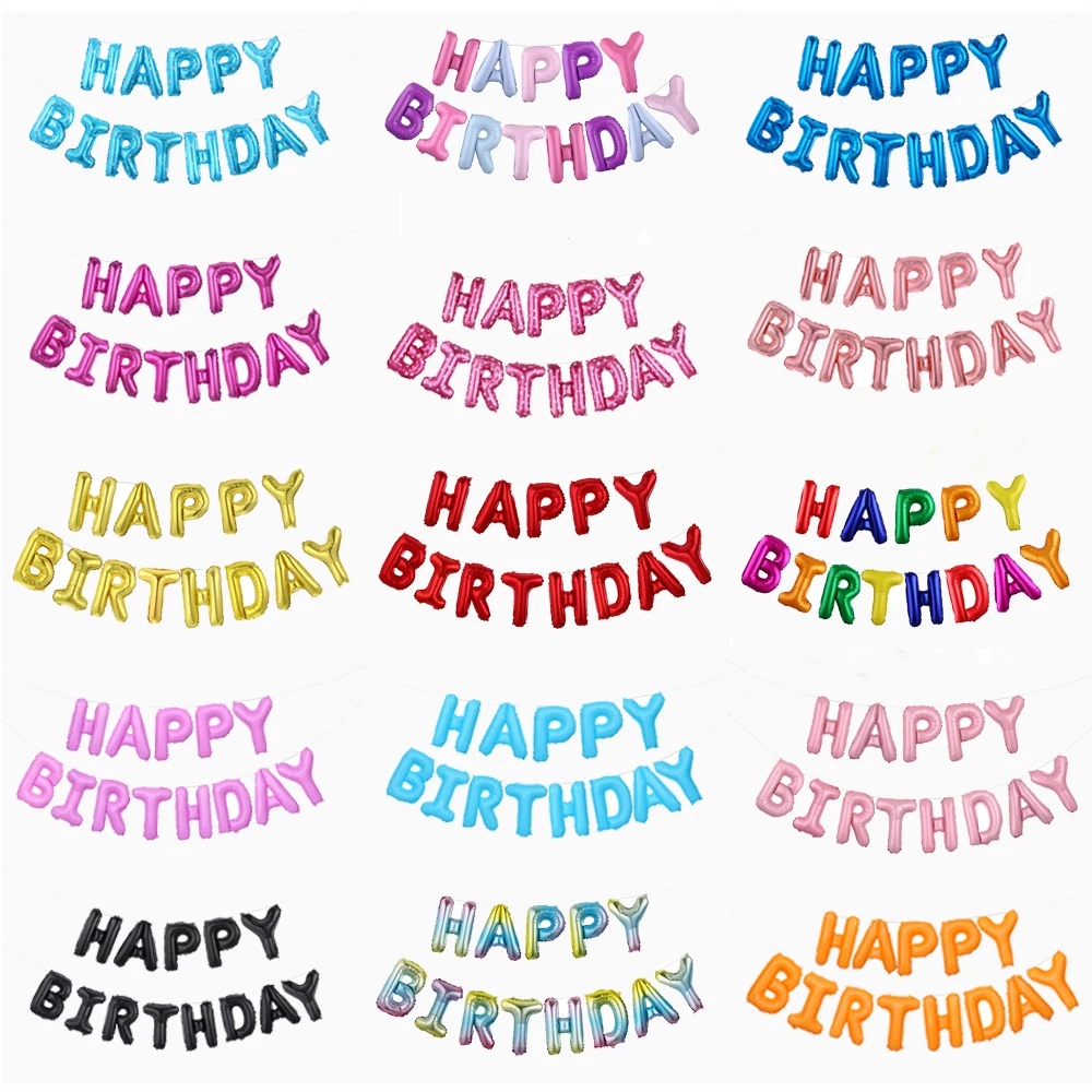 

13pcs Happy Birthday Balloons Rose Gold Letter Foil Balloon Adult Kids Birthday Party Decoration Air Globos Wedding Anniversaire