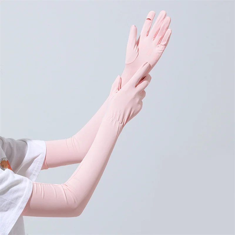 

Летние солнцезащитные длинные перчатки для вождения женские тонкие хлопковые солнцезащитные перчатки с двумя пальцами Нескользящие дышащие защитные рукава для верховой езды