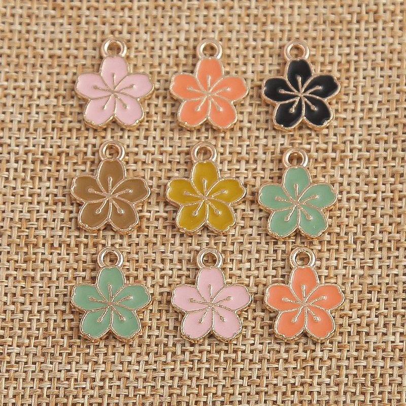 

10pcs 12x15mm Cute Candy Color Enamel Flower Charms Pendants for Making DIY Necklaces Earrings Bracelets Jewelry Findings