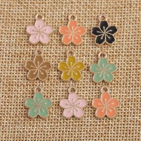 10pcs 12x15mm cute candy color enamel flower charms pendants for making diy necklaces earrings bracelets jewelry findings
