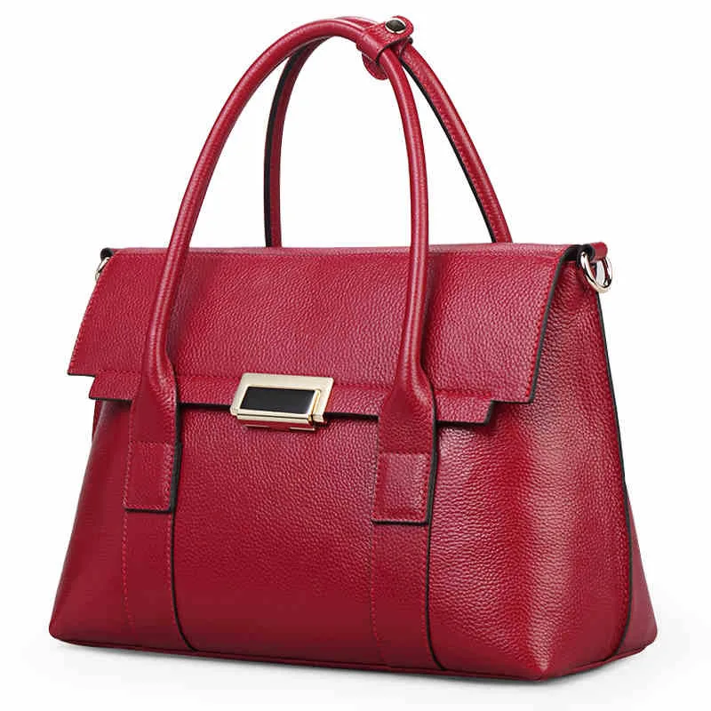 2022 New Leather Briefcase Ladies Handbag Large Capacity Ladies Luxury Fashion Leather One Shoulder Messenger Bag Portable